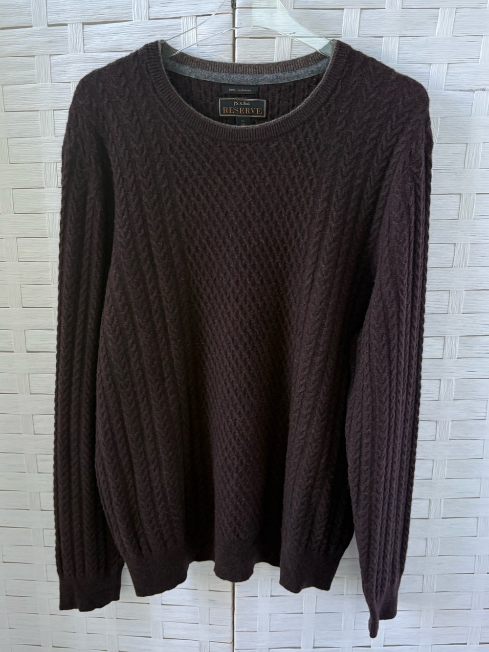 Jos. A. Bank XL Men’s Dark Brown 100% Cashmere Crewneck Sweater Quiet Luxury